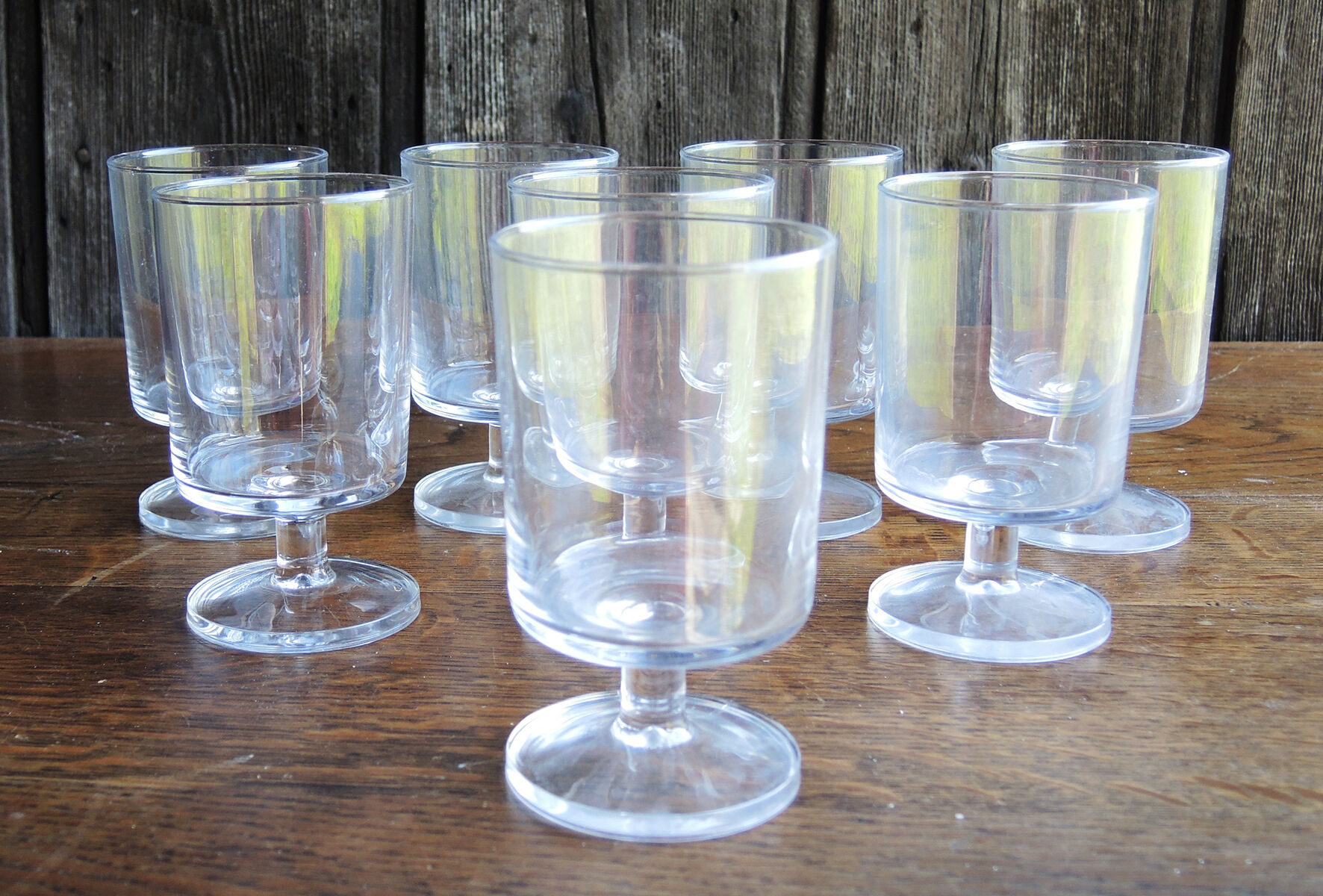 6 old luminarc transparent foot glasses h10 cm