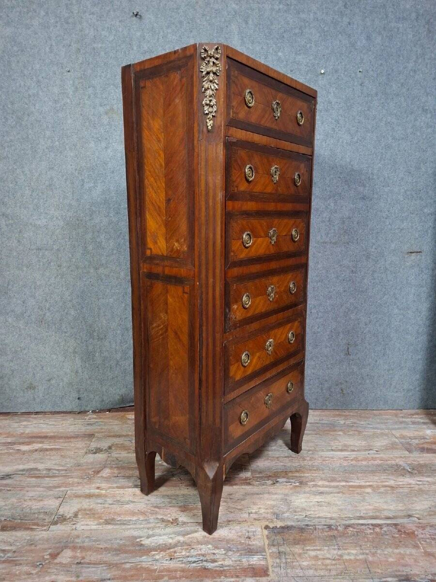 Secretary in a week planner style from the Louis XVI period in marquetry (to be restored)