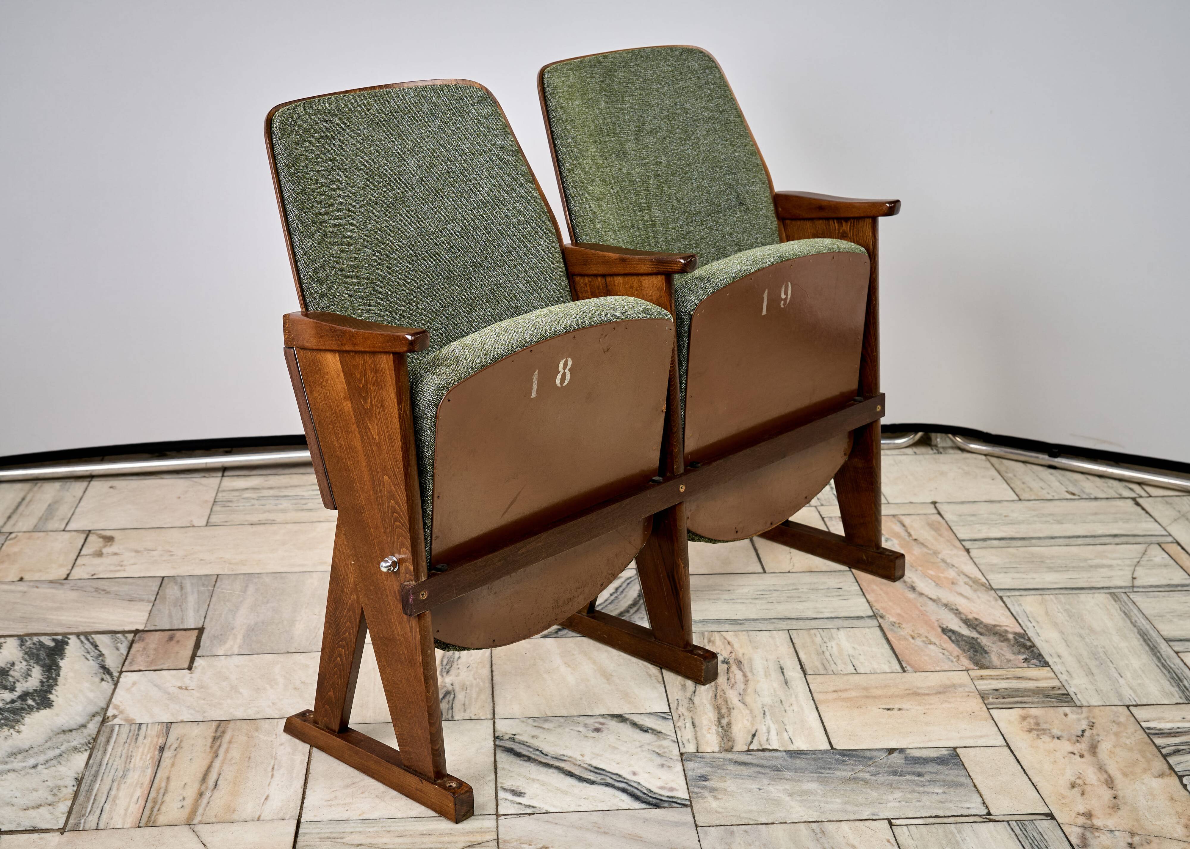 Vintage Green Folding Cinema Chairs, 1970s Czechoslovakia