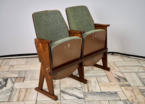 Chaises de cinéma pliantes vintage vertes, Tchécoslovaquie des années 1970