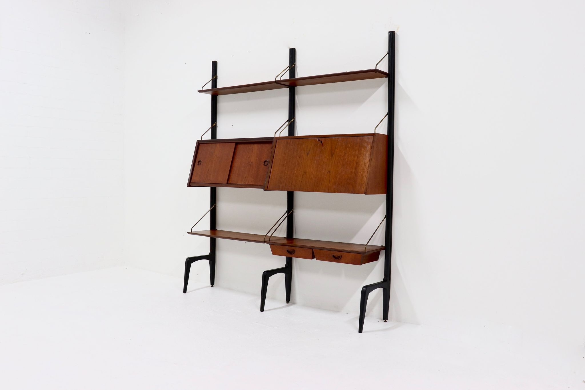 Teak Wall Unit by Louis van Teeffelen for WeBe 1950's