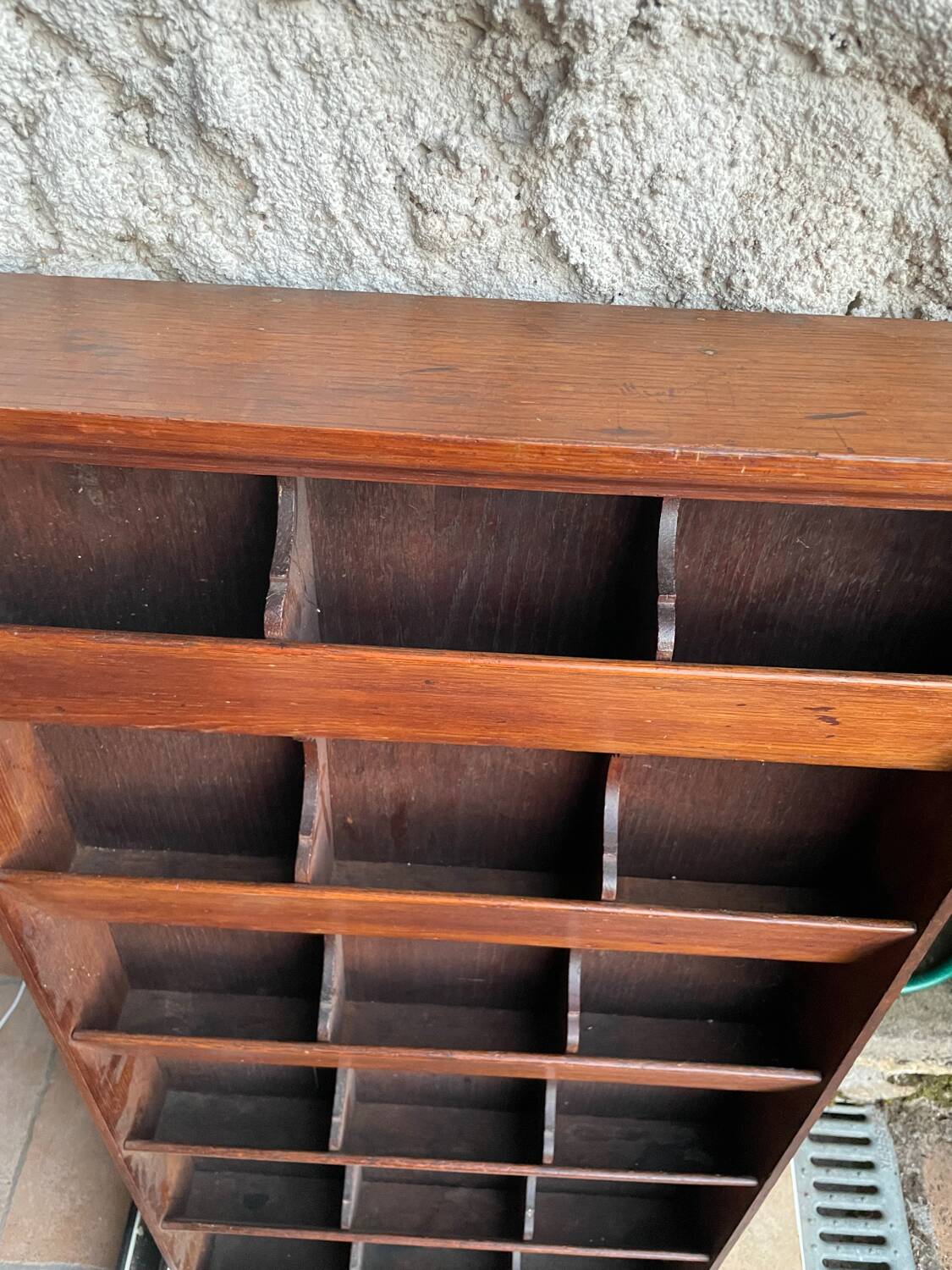 Old vintage wooden letter rack