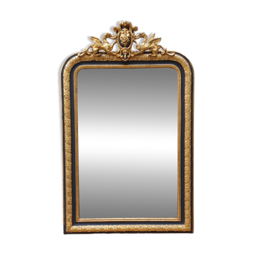 GRAND MIRROR LOUIS-PHILIPPE GREY AND GOLD IN NEO-GOTHIC STYLE (123 x 77)