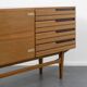 Enfilade années 60, bois de noyer, restaurée, 200cm