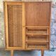 Rattan cabinet with integrated illuminating secretary vintage 1960
