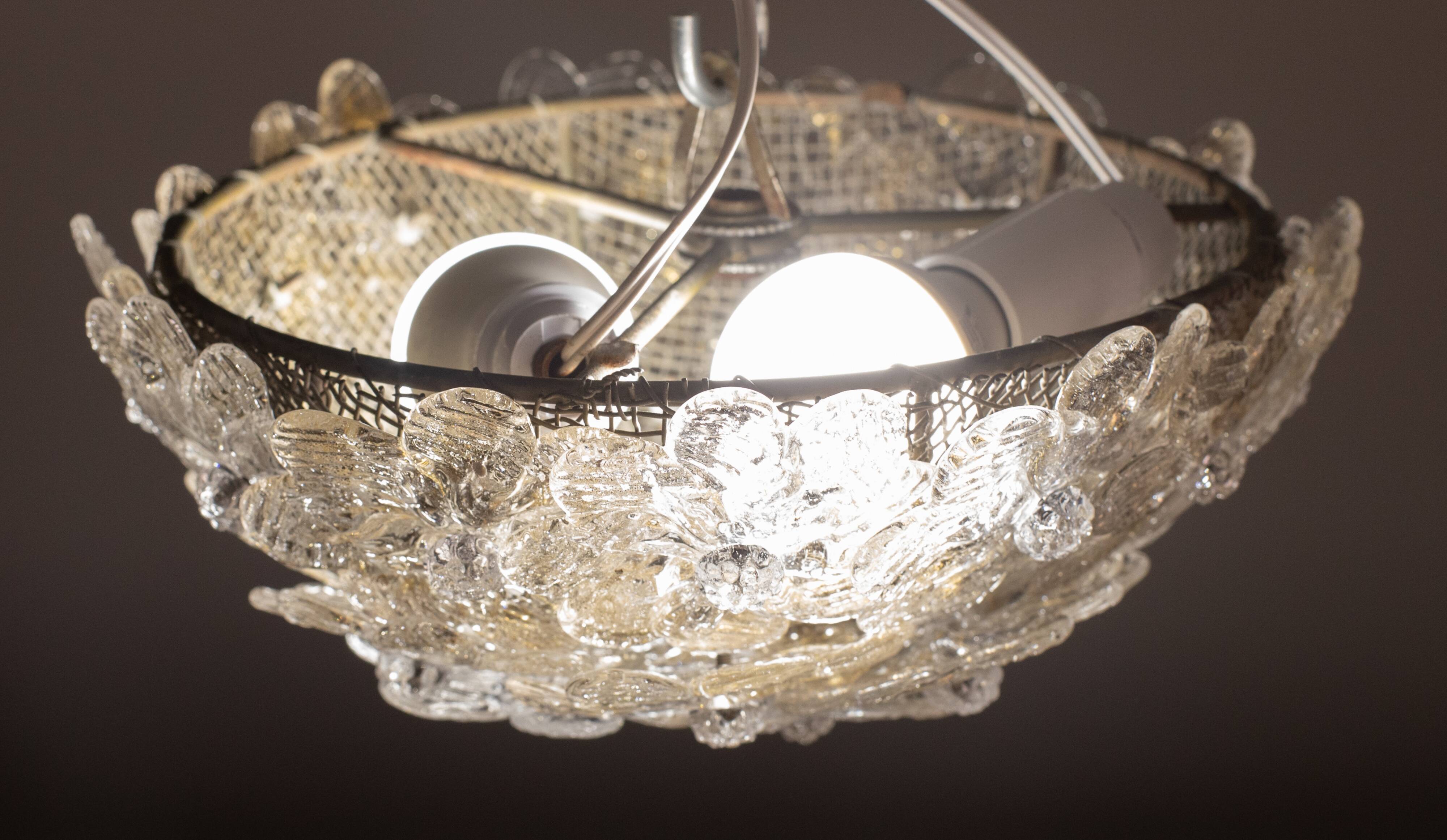 Murano Ceiling Light Flower by Seguso for Venini, Italy, 1960s