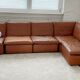 modular sofa of the 70s in tawny leather
