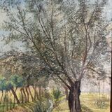 Signed watercolor dated 1894 landscape