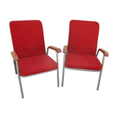 Paire fauteuils vintage velours rouge années 50/60