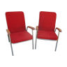 Paire fauteuils vintage velours rouge années 50/60
