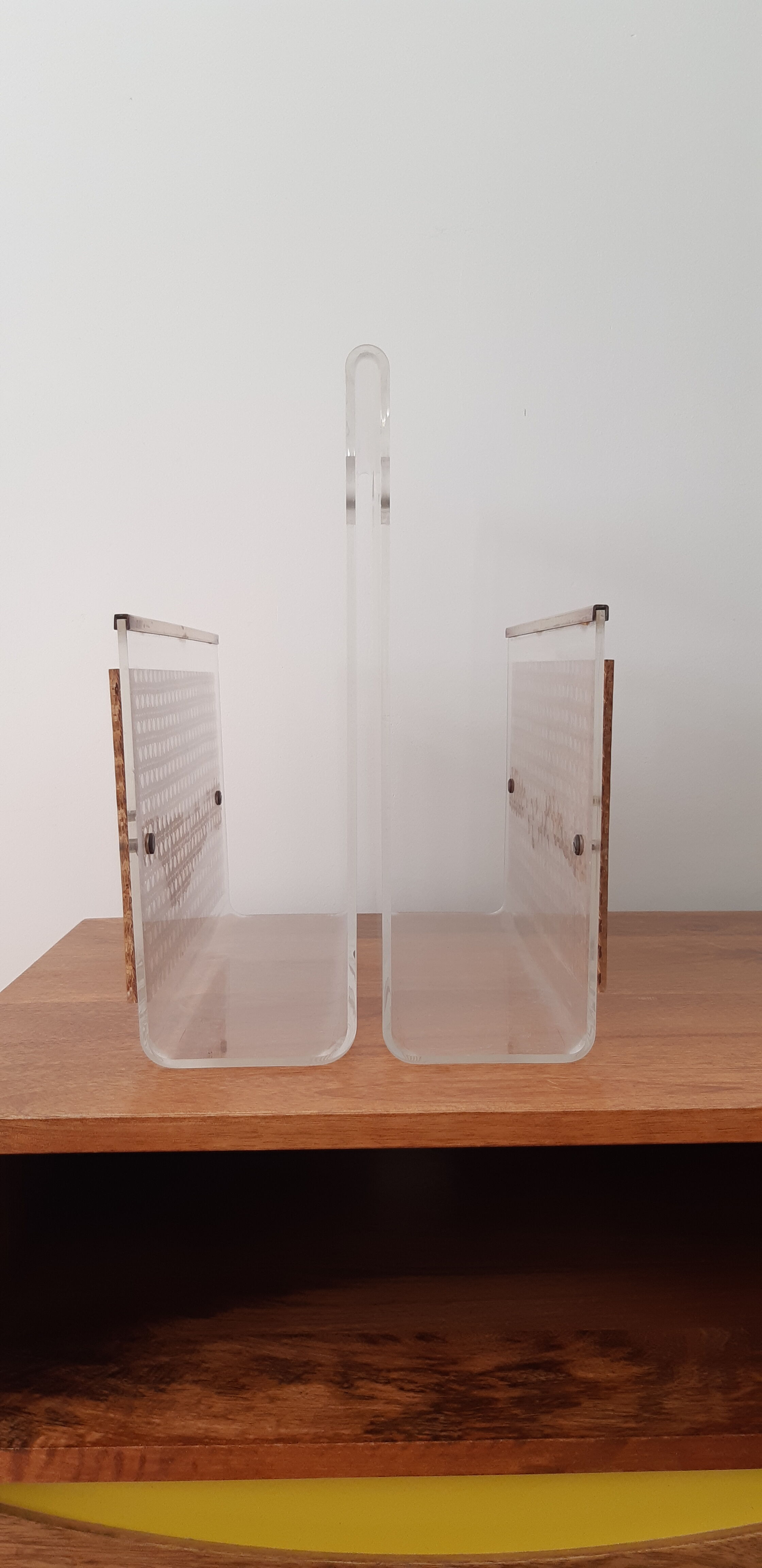 Porte revue en plexiglas à décor de cannage