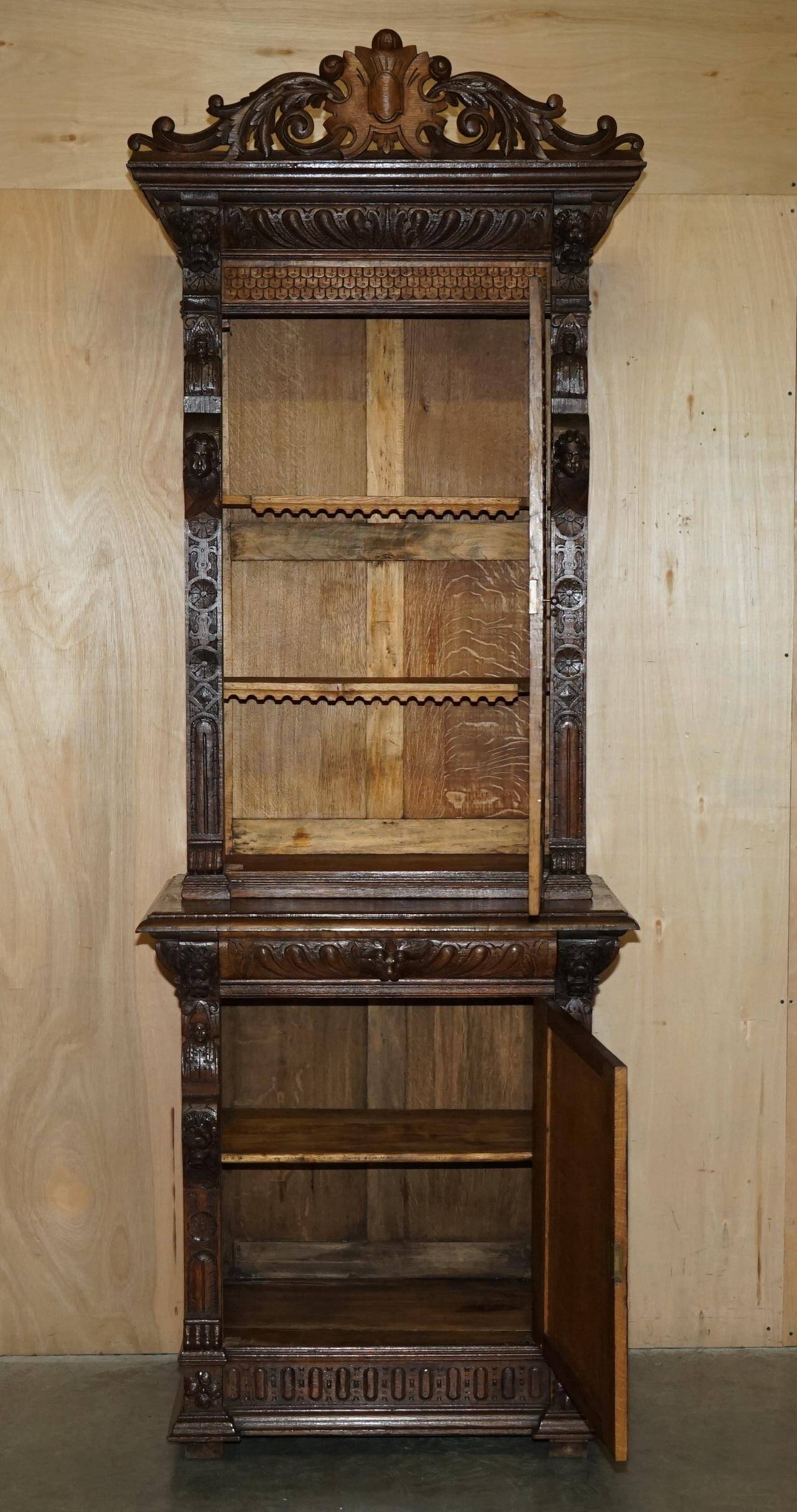 Pair of Victorian Jacobean Gothic Revival bookcases