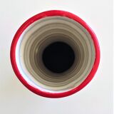 Vase en céramique rouge et blanc avec marque en relief vintage