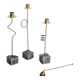 Set of 3 candlesticks | IKEA “Kräsen” from the 1980s | Steel, Brass, Granite