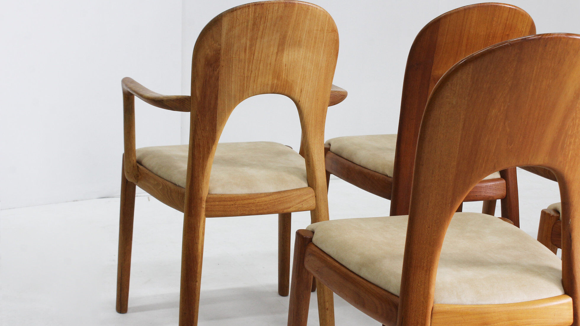Vintage Danish dining chairs by Niels Koefoed solid teak, set of 10
