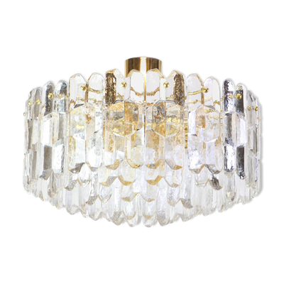 Lustre en laiton doré et verre de Murano Palazzo, Kalmar, Autriche, 1970
