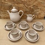 Old tea coffee service sarreguemines ceramic beige vintage