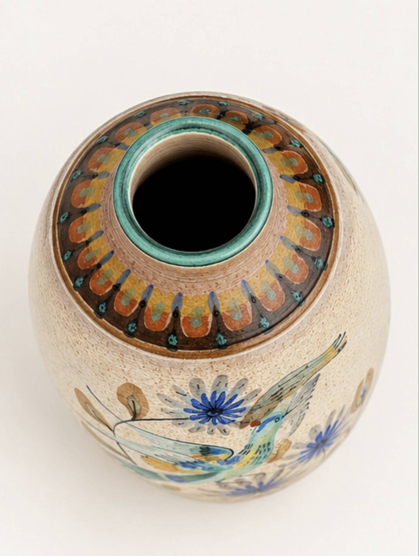 Grand vase en grès signé Robert Mahéo – Belle-Île-en-Mer – Décor d’ois