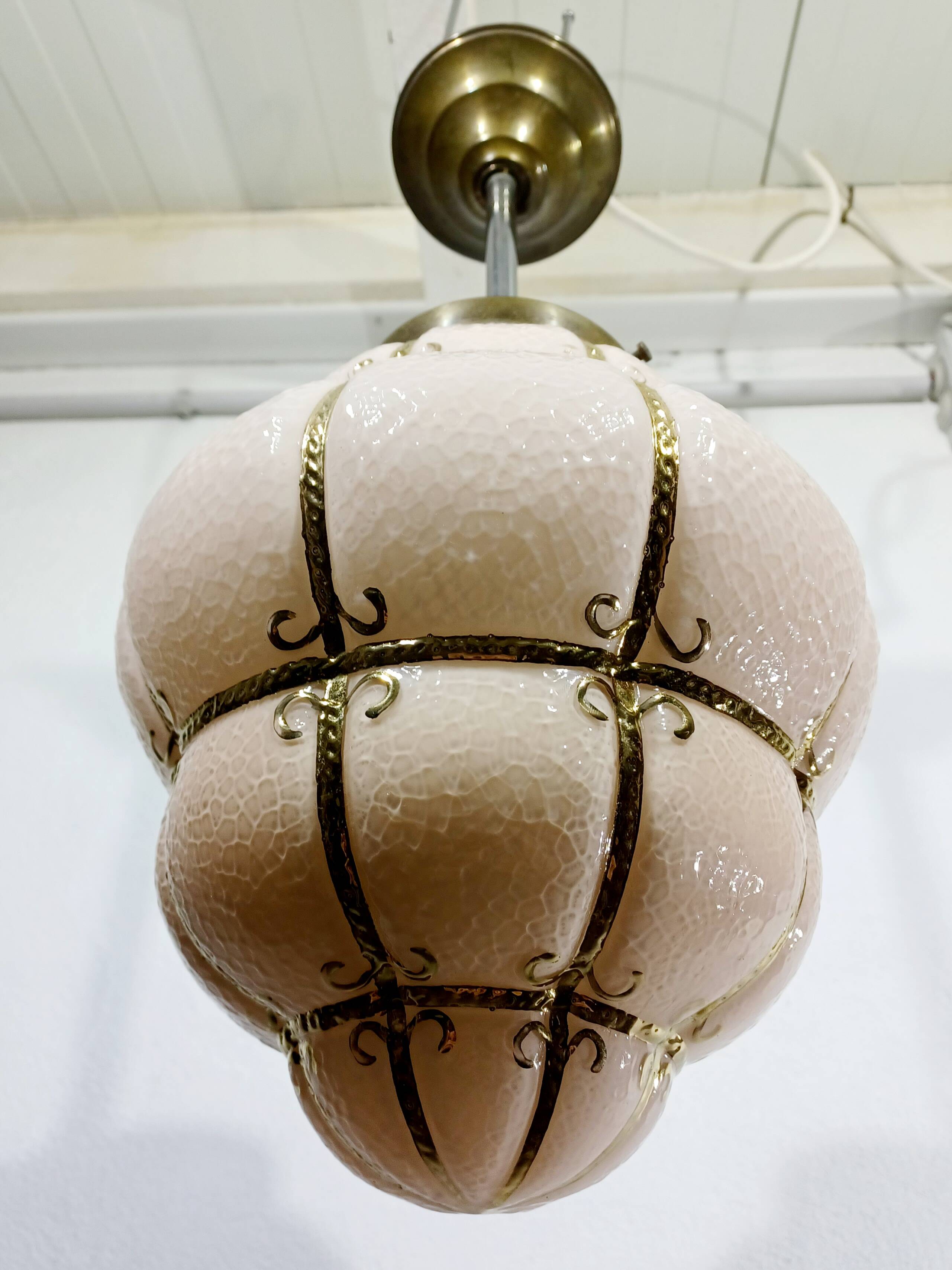 Pink Blown Glass Pendant Light