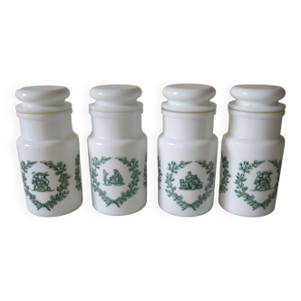 4 opaline apothecary jars in very good condition.