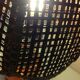 Orange ceramic lamp and brown canned lampshade by Pan Keramik / 60s-70s