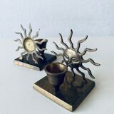 Pair of sun candle holders