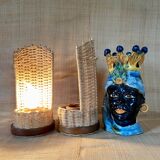 Two lamps from Majorca, 2x2 m braided fabric cables.