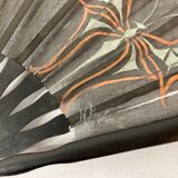 Showcase object, fan frame wood silk art deco décor early twentieth century