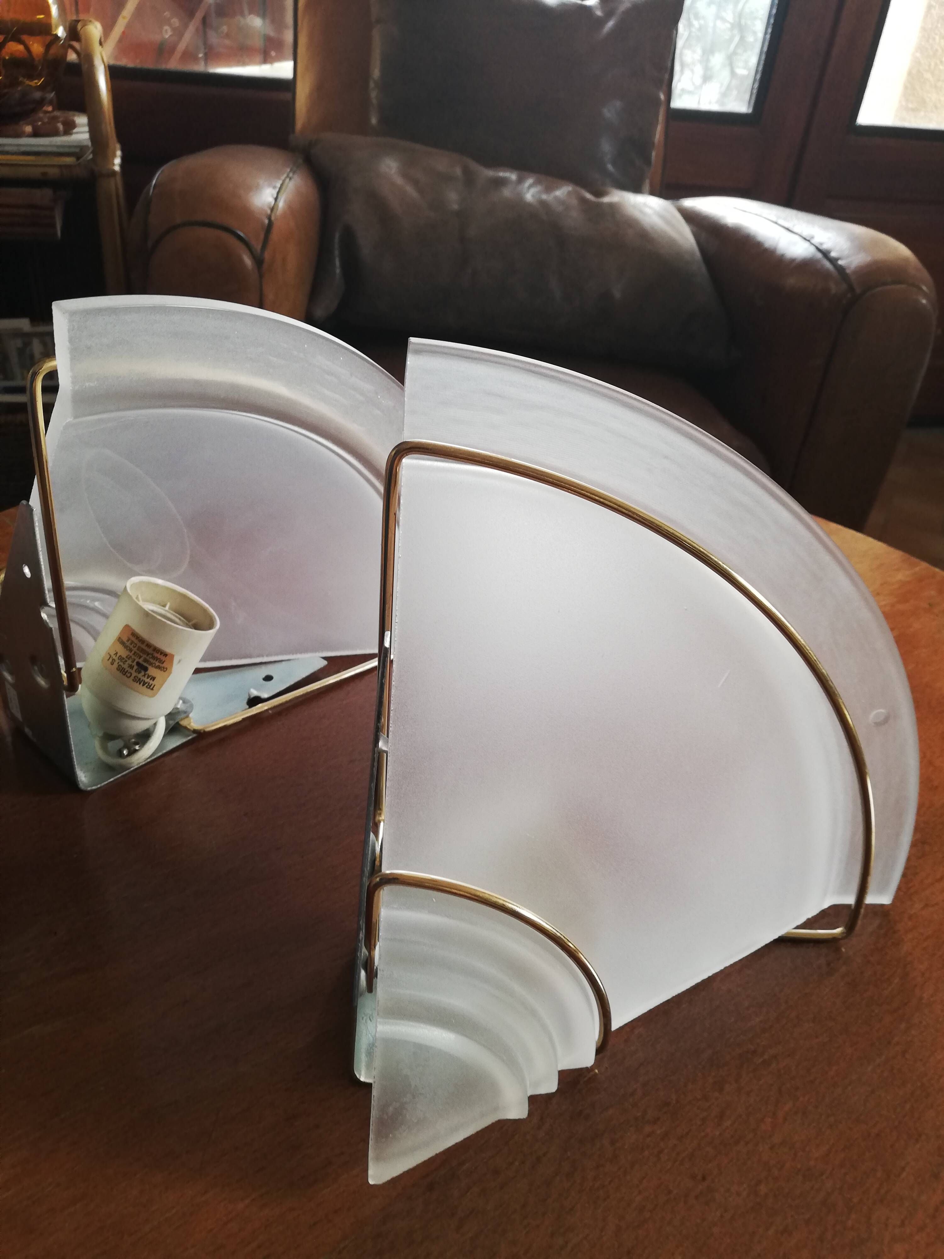 Set de 2 appliques murales d'angle 60's
