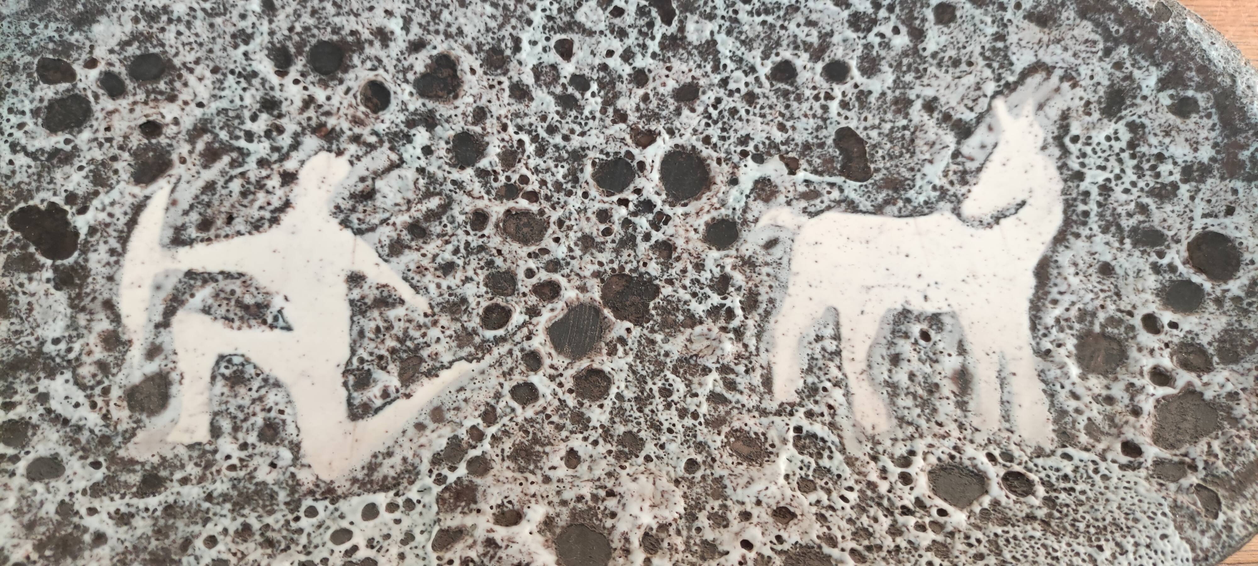 Vintage ceramic pitcher/Vallauris Annette Roux flat set