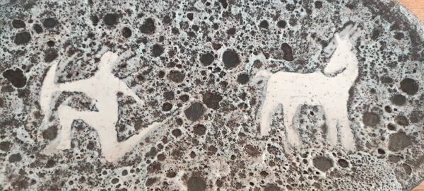 Ensemble plat pichet céramique vintage/Vallauris Annette Roux