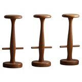 Set of 3 oak bar stools, mid-century Danish modern, Rainer Daumiller, 1960s.