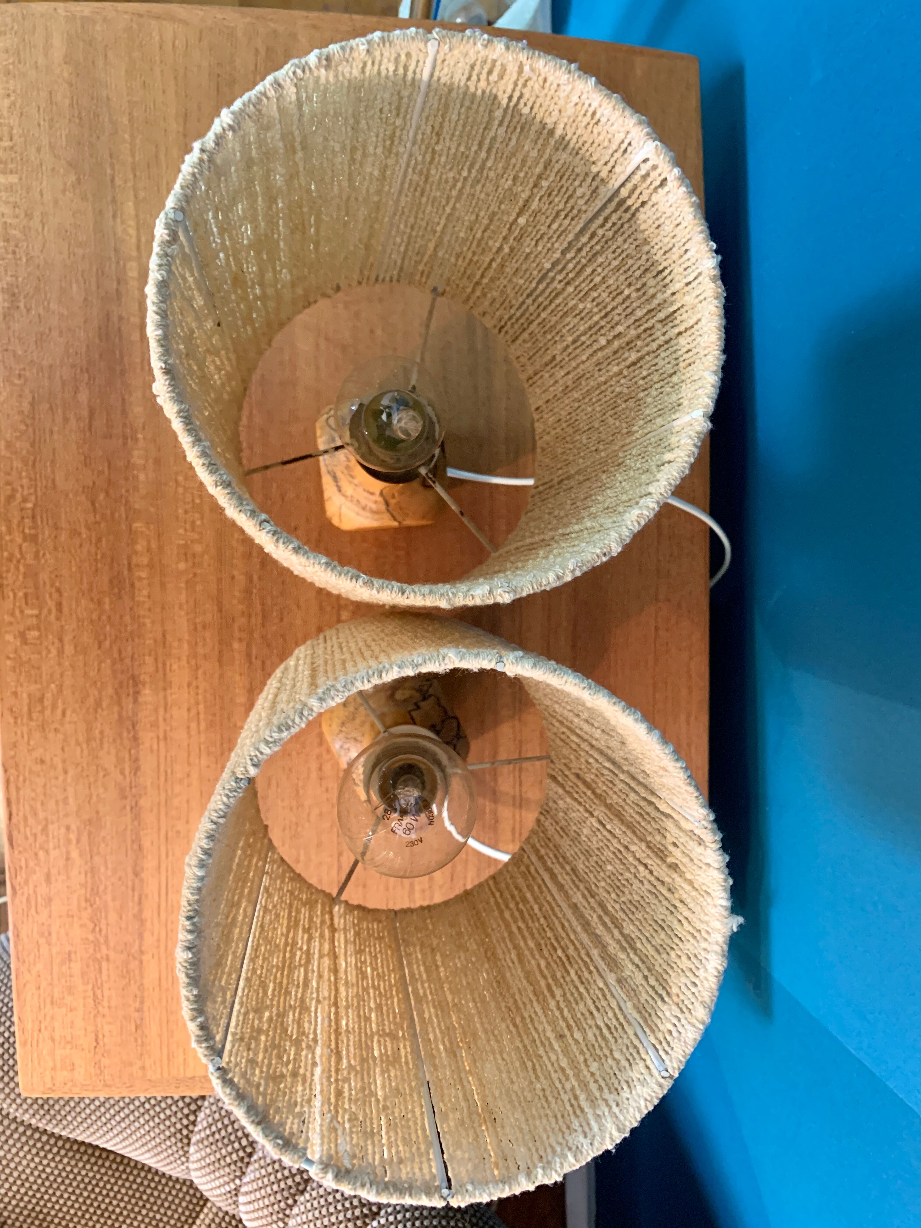 Pair of wooden lamps