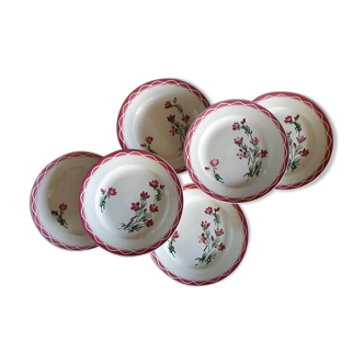 6 assiettes plates anciennes modèle "Aude" de la manufacture française de Sarreguemines et Digoin