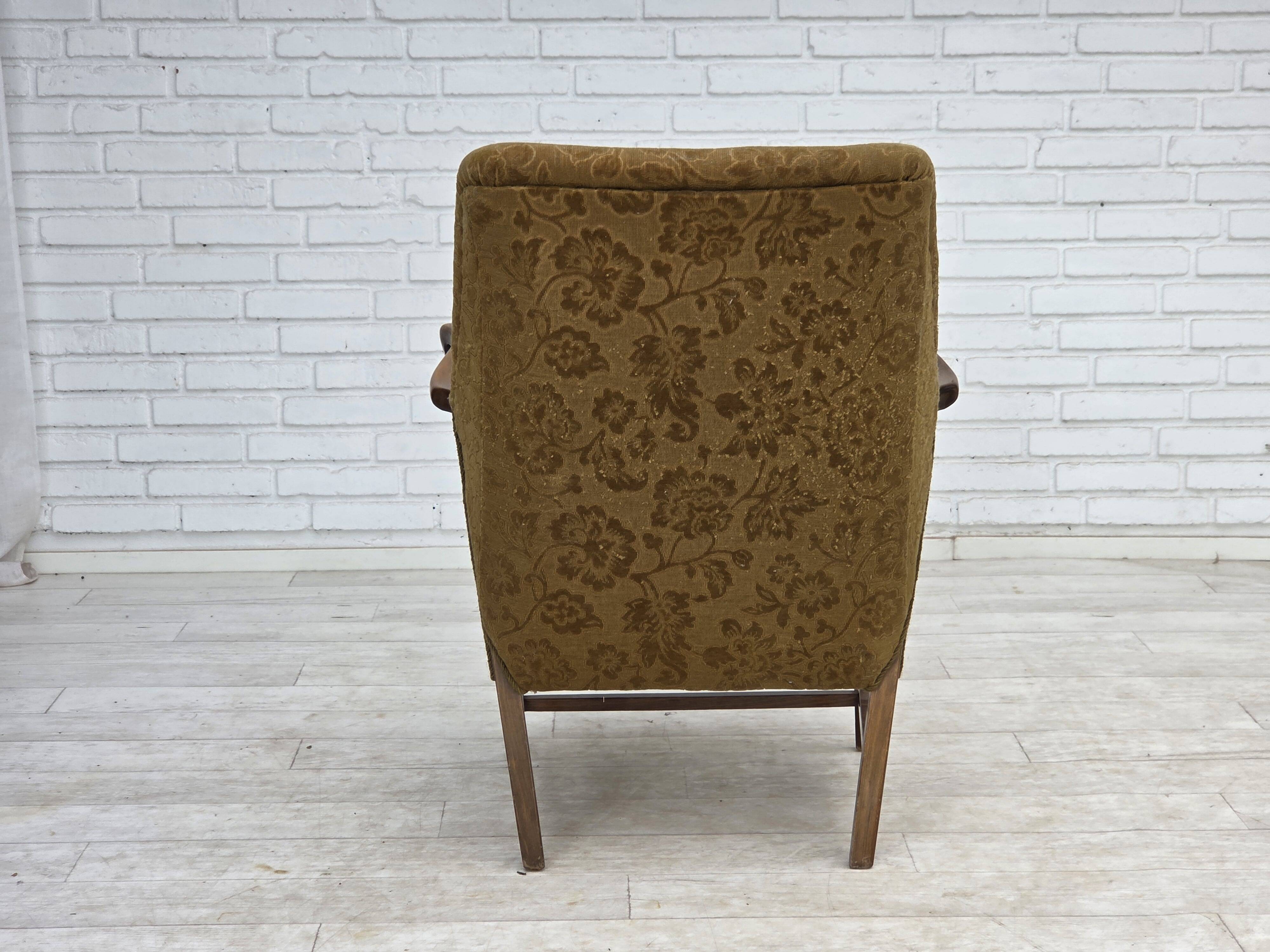 1960s, Danish vintage armchair, furniture wool, beech wood.