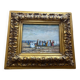 Oil on panel beach scene 19th century - F. Hubert, Boudin style