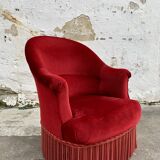 Red velvet toad armchair
