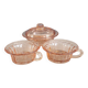 Ensemble 2 tasses + sucrier en verre rose