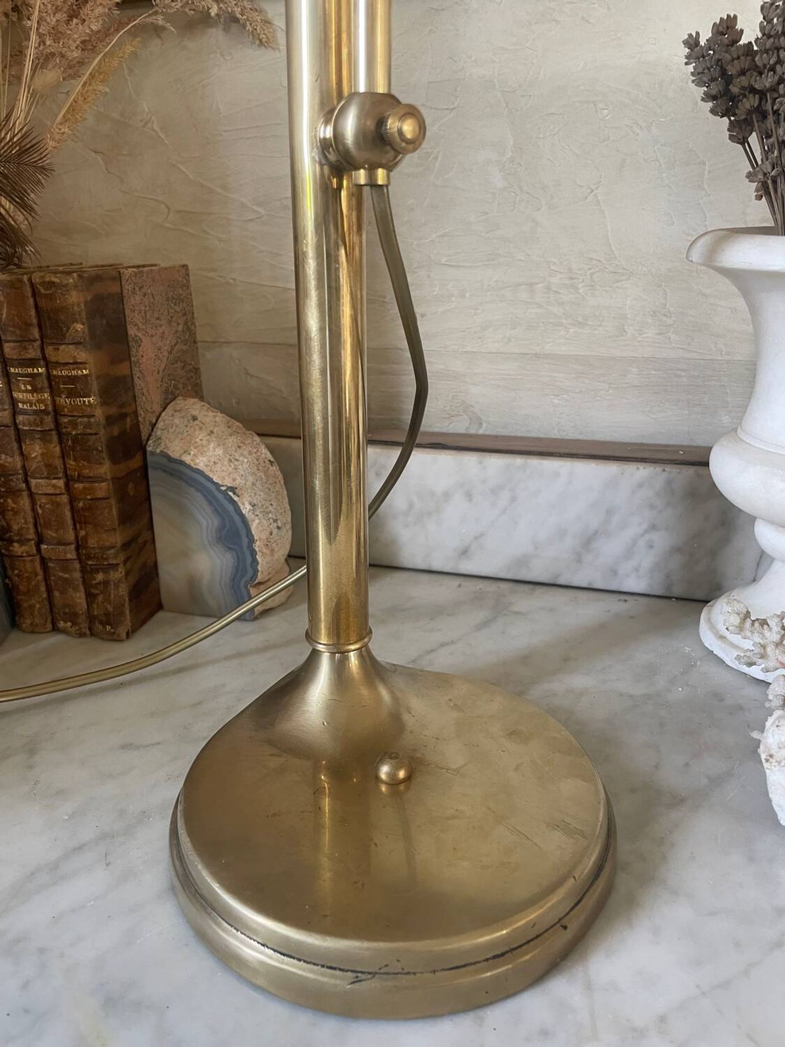 Italian lamp in brass and opaline sliding arm 67cm