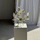 Small vintage cream metal flower chandelier with orange flowers and 3 arms.
