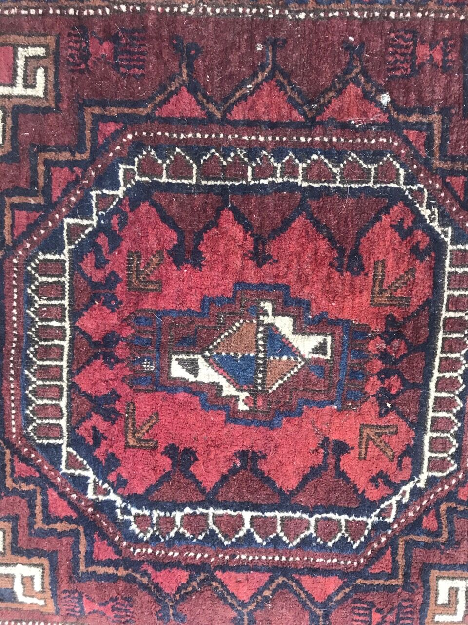Antique tribal rug turkmen belutch 19th century handmade 104x237 cm