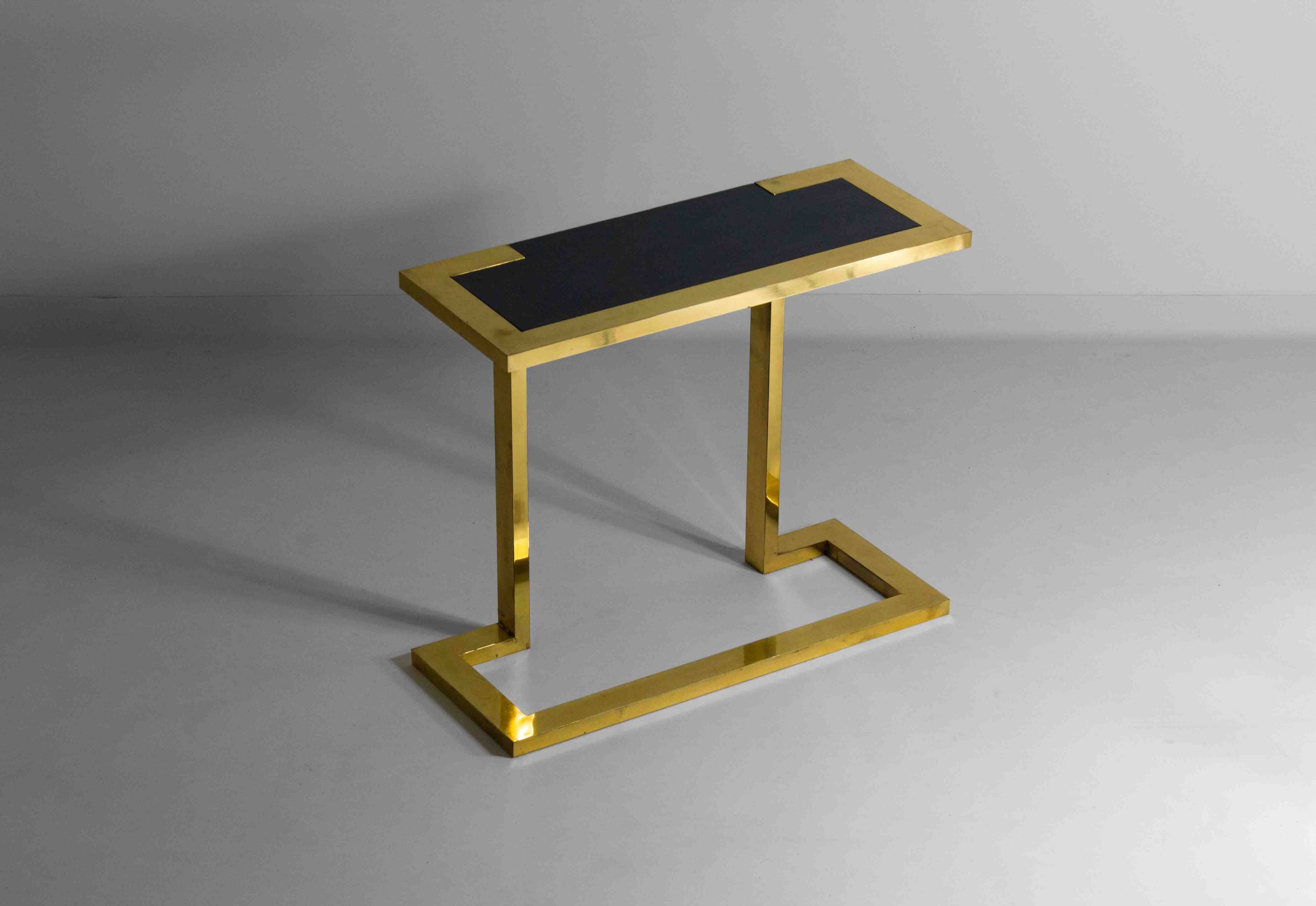 Rare Nucci Valsecchi console in bronze and blue granite, Italy 1970s