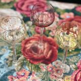 7 vintage iridescent foot glasses