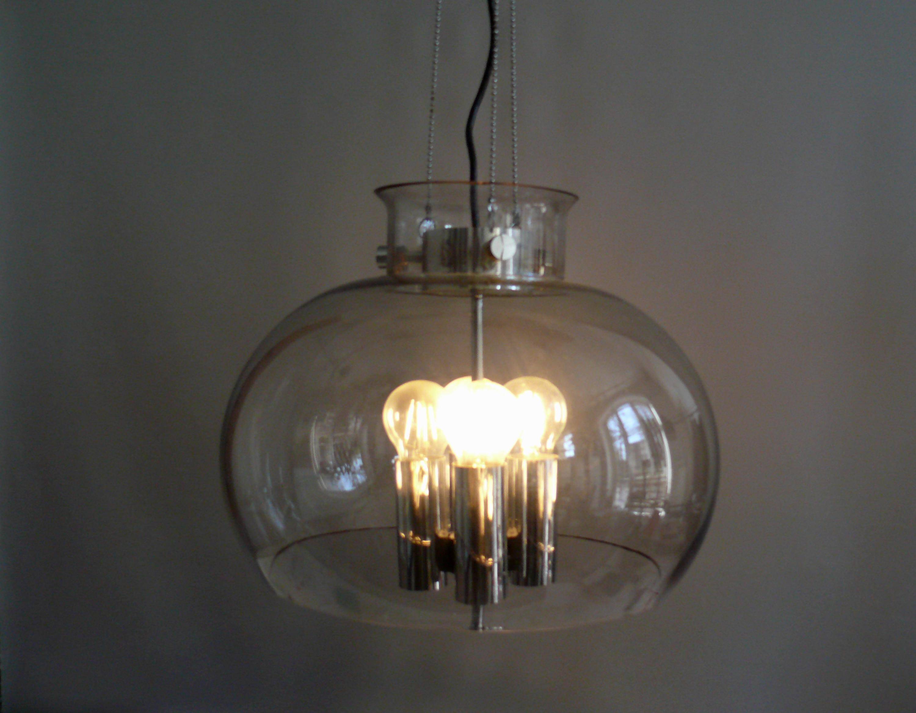 Four-light glass pendant lamp, Glashütte, Limburg, 1970s, pendant, ceiling light