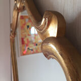 Mirror oval shell dore with french-style sheet louis xvi 58x80cm