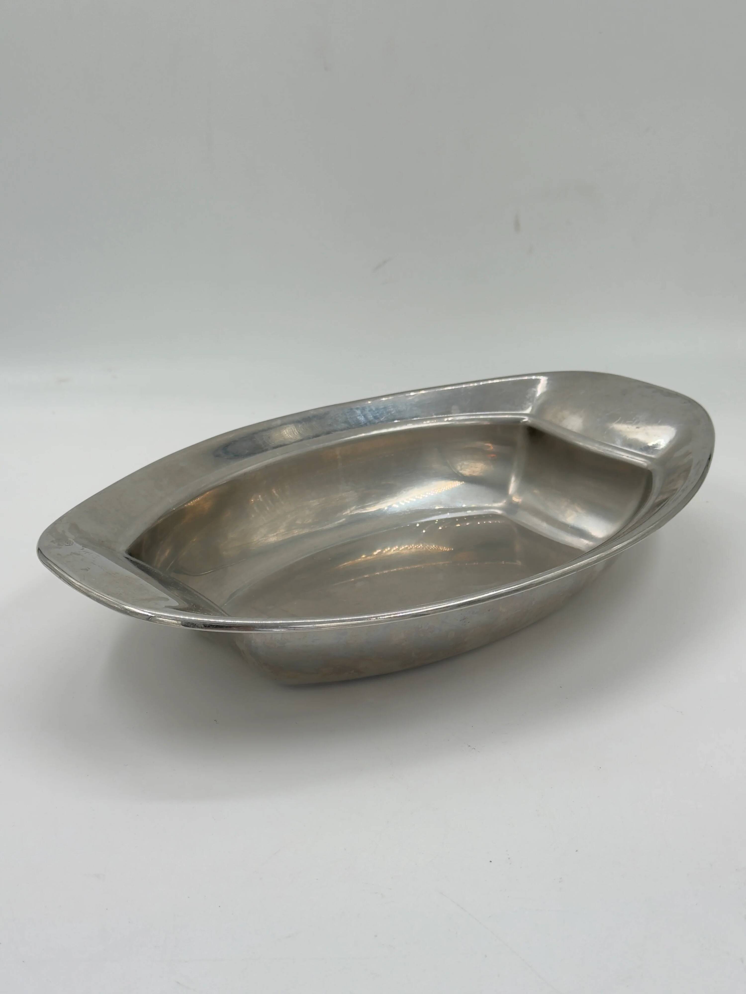 Plat de service ovale compartimenté vintage en métal argenté