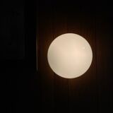 Ceiling light or half-moon wall lamp, half-spherical, 20 cm, opal glass.