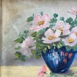 Set of 2 paintings bouquets of flowers with golden frame (signed Morgan)