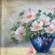 Set of 2 paintings bouquets of flowers with golden frame (signed Morgan)