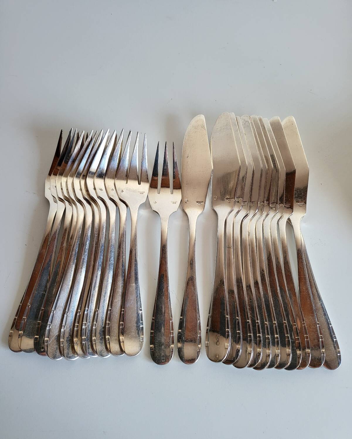 12 silver-plated fish cutlery sets by Argental